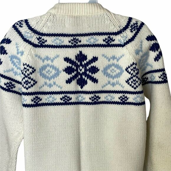 VINTAGE 70s Campus Shop May Co LA Fair Isle Knit Cardigan Snowflake - Acrylic - Picture 4 of 6